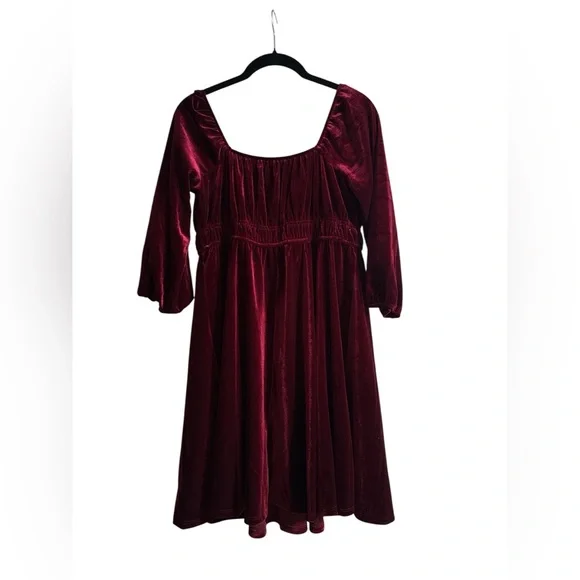 Celebrity Pink Maroon Burgundy Velvet Baby Doll Party Dress Small Medium - Picture 4 of 4